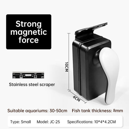 Strong Magnetic Aquarium Cleaner, Floating Algae Scraper Brush with Non-Slip Handle for Small, Medium & Large Fish Tanks
