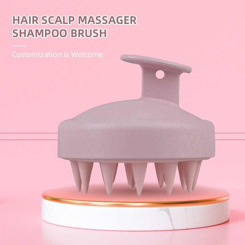 Wheat straw household scalp cleaning anti itch massage brush scratch head silicone hair wash brush