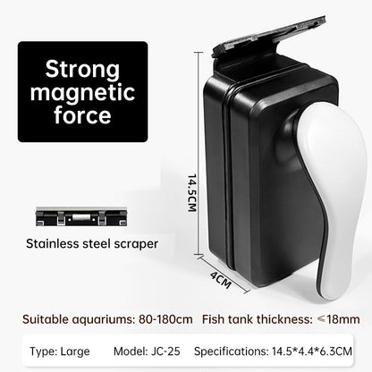 Strong Magnetic Aquarium Cleaner, Floating Algae Scraper Brush with Non-Slip Handle for Small, Medium & Large Fish Tanks