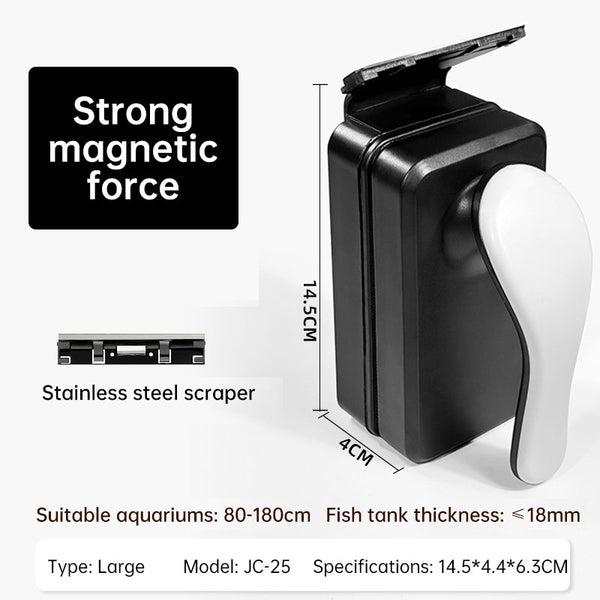 Strong Magnetic Aquarium Cleaner, Floating Algae Scraper Brush with Non-Slip Handle for Small, Medium & Large Fish Tanks