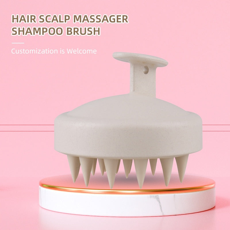 Wheat straw household scalp cleaning anti itch massage brush scratch head silicone hair wash brush
