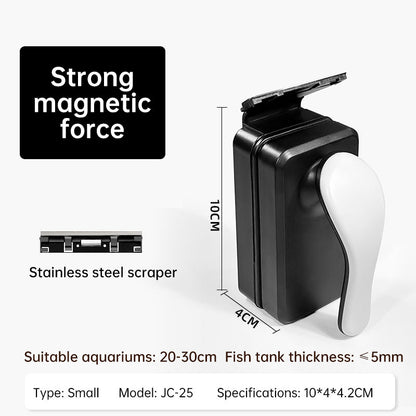 Strong Magnetic Aquarium Cleaner, Floating Algae Scraper Brush with Non-Slip Handle for Small, Medium & Large Fish Tanks