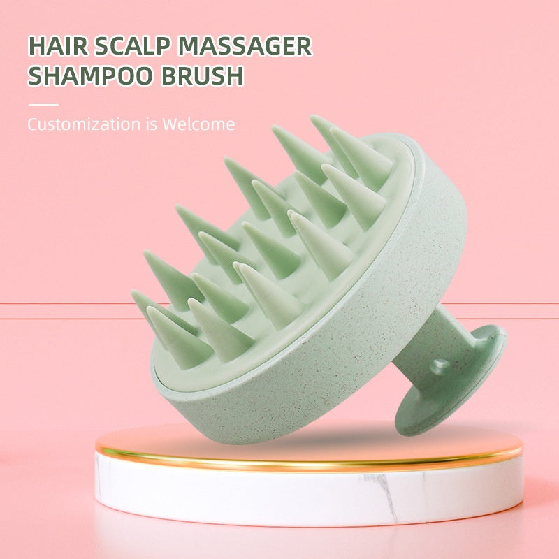 Wheat straw household scalp cleaning anti itch massage brush scratch head silicone hair wash brush