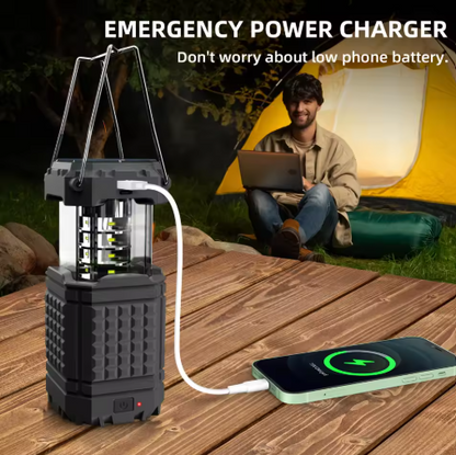 5000mAh Hand Crank Solar Power Bank Portable Charger with LED Camping Light – Outdoor Emergency Backup Battery for iPhone, Samsung, Xiaomi & Huawei
