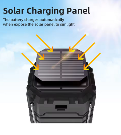 5000mAh Hand Crank Solar Power Bank Portable Charger with LED Camping Light – Outdoor Emergency Backup Battery for iPhone, Samsung, Xiaomi & Huawei
